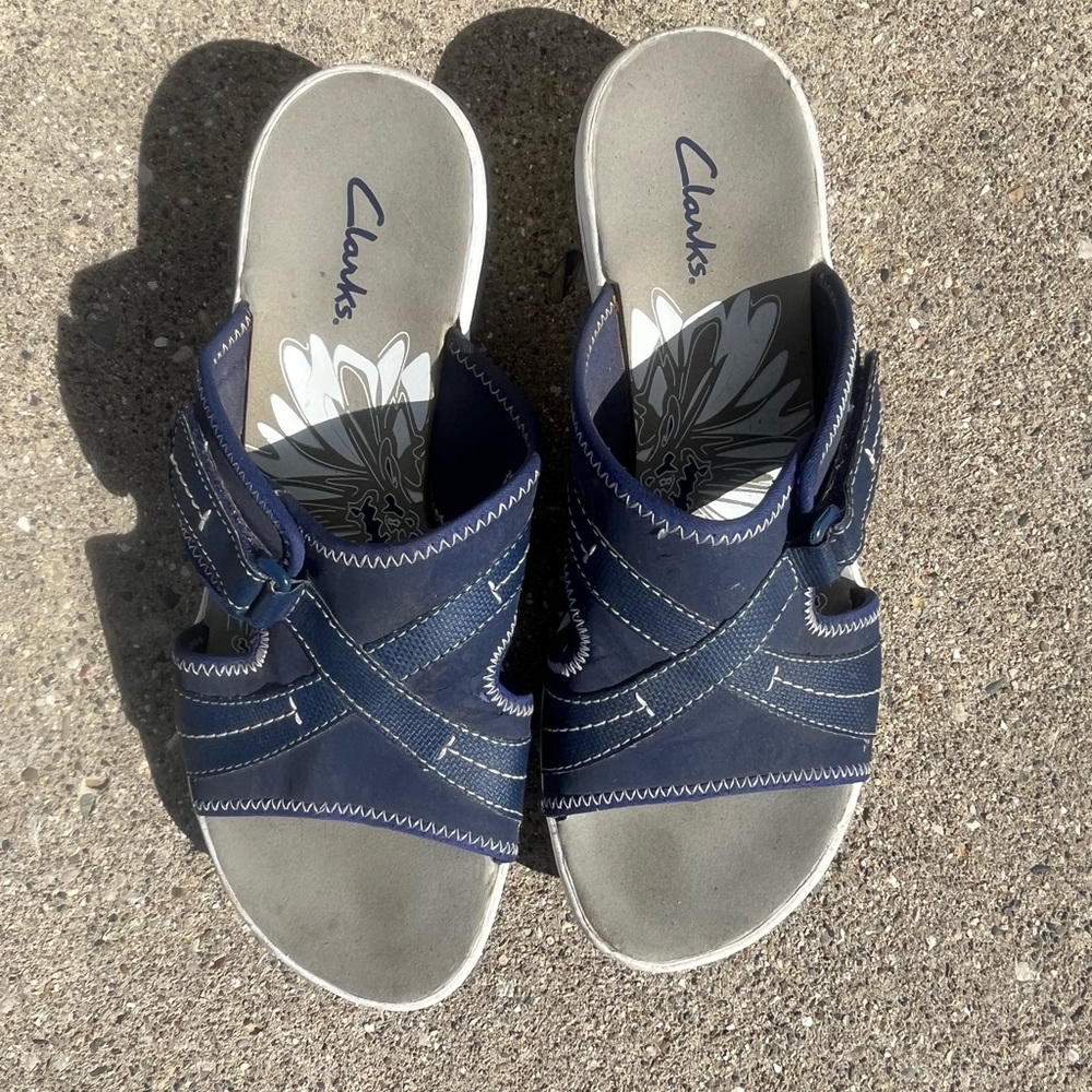 Clarks Dark Blue Slide Sandals